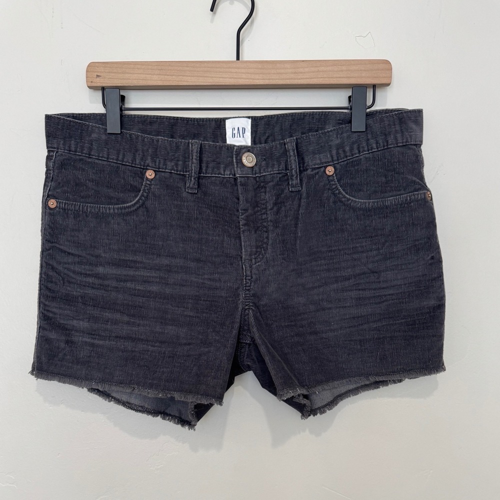 Gap Gray Corduroy Raw Hem Shorts Women's Size 10 Charcoal Gray Textured Stretch